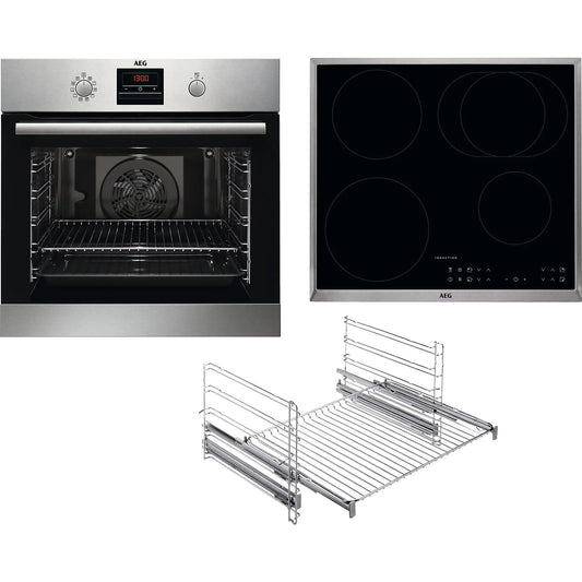 AEG KOMB305PI Serie 6000 mit SurroundCook Ringheißluftsystem (mit Pyrolyse), Backofenset (Induktionskochfeld, A+, 72 l)